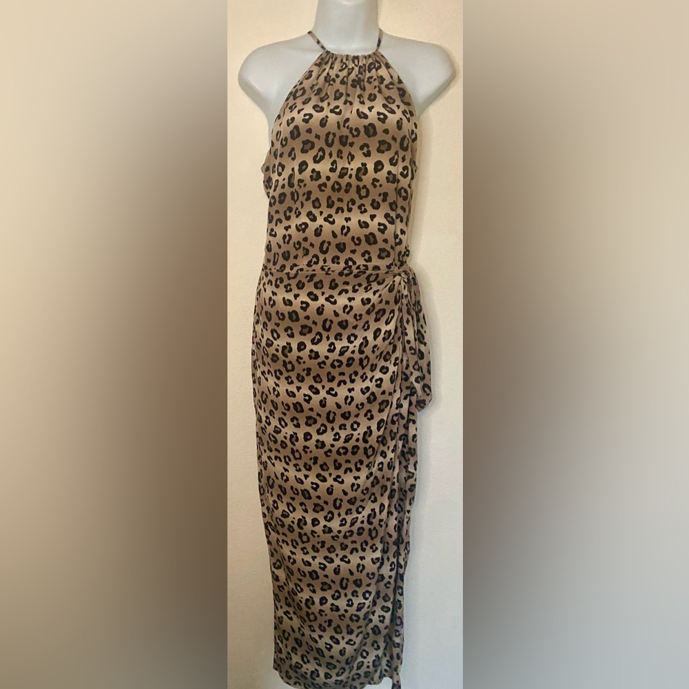 Leopard Print silk Wrap dress